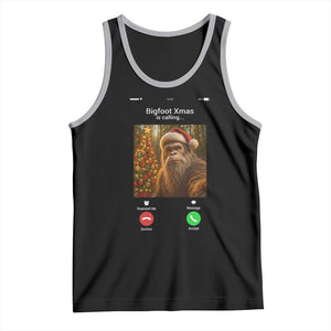 Funny Bigfoot Christmas Tank Top Sasquatch Video Call Meme TS14 Black Athletic Heather Print Your Wear