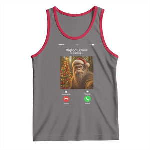 Funny Bigfoot Christmas Tank Top Sasquatch Video Call Meme TS14 Deep Heather Red Print Your Wear