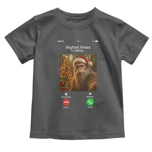 Funny Bigfoot Christmas Toddler T Shirt Sasquatch Video Call Meme TS14 Dark Heather Print Your Wear