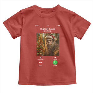 Funny Bigfoot Christmas Toddler T Shirt Sasquatch Video Call Meme TS14 Red Print Your Wear
