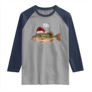 Funny Misspelled Fish Christmas Meme Raglan Shirt TS14 Sport Gray Navy Print Your Wear