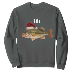 Funny Misspelled Fish Christmas Meme Sweatshirt TS14 Dark Heather Print Your Wear
