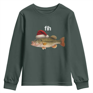 Funny Misspelled Fish Christmas Meme Youth Sweatshirt TS14 Dark Forest Green Print Your Wear
