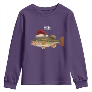 Funny Misspelled Fish Christmas Meme Youth Sweatshirt TS14 Purple Print Your Wear