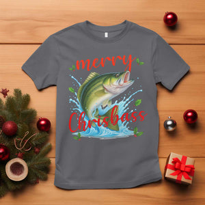 Bass Fish Christmas T Shirt Merry Chrisbass TS14 Charcoal Print Your Wear