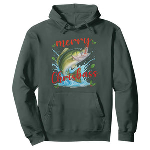 Bass Fish Christmas Hoodie Merry Chrisbass TS14 Dark Forest Green Print Your Wear