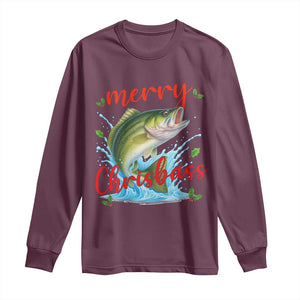Bass Fish Christmas Long Sleeve Shirt Merry Chrisbass TS14 Maroon Print Your Wear