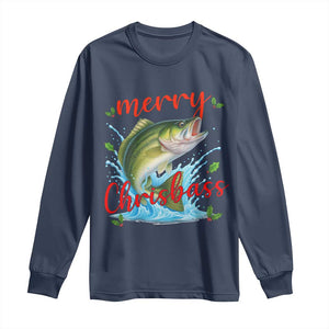 Bass Fish Christmas Long Sleeve Shirt Merry Chrisbass TS14 Navy Print Your Wear