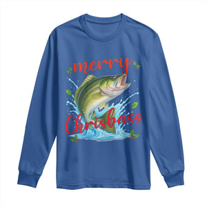 Bass Fish Christmas Long Sleeve Shirt Merry Chrisbass TS14 Royal Blue Print Your Wear