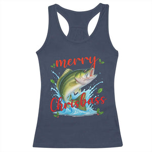 Bass Fish Christmas Racerback Tank Top Merry Chrisbass TS14 Navy Print Your Wear