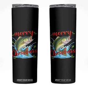 Bass Fish Christmas Skinny Tumbler Merry Chrisbass TS14 Black Print Your Wear