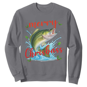 Bass Fish Christmas Sweatshirt Merry Chrisbass TS14 Charcoal Print Your Wear
