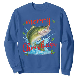Bass Fish Christmas Sweatshirt Merry Chrisbass TS14 Royal Blue Print Your Wear