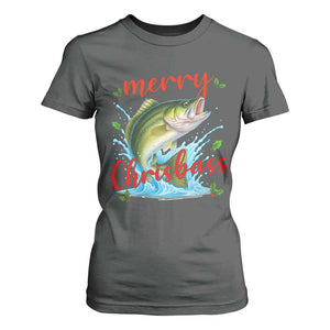 Bass Fish Christmas T Shirt For Women Merry Chrisbass TS14 Dark Heather Print Your Wear