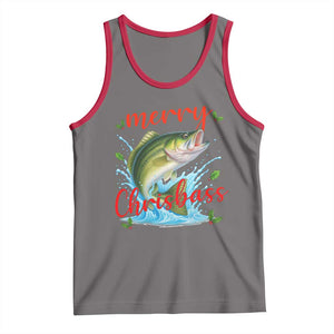 Bass Fish Christmas Tank Top Merry Chrisbass TS14 Deep Heather Red Print Your Wear