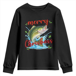 Bass Fish Christmas Youth Sweatshirt Merry Chrisbass TS14 Black Print Your Wear