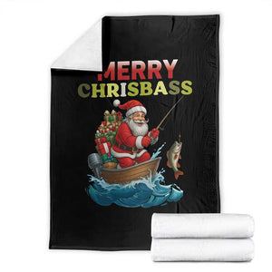 Santa Fishing Christmas Throw Blanket Funny Fisherman Merry Chrisbass Xmas TS14 Black Print Your Wear