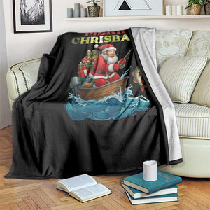 Santa Fishing Christmas Throw Blanket Funny Fisherman Merry Chrisbass Xmas TS14 Print Your Wear