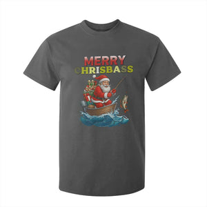 Santa Fishing Christmas T Shirt For Kid Funny Fisherman Merry Chrisbass Xmas TS14 Dark Heather Print Your Wear