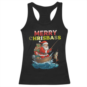 Santa Fishing Christmas Racerback Tank Top Funny Fisherman Merry Chrisbass Xmas TS14 Black Print Your Wear