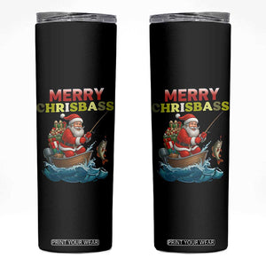 Santa Fishing Christmas Skinny Tumbler Funny Fisherman Merry Chrisbass Xmas TS14 Black Print Your Wear