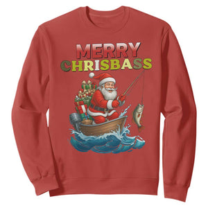 Santa Fishing Christmas Sweatshirt Funny Fisherman Merry Chrisbass Xmas TS14 Red Print Your Wear