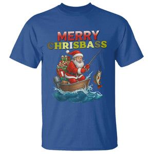 Santa Fishing Christmas T Shirt Funny Fisherman Merry Chrisbass Xmas TS14 Royal Blue Print Your Wear
