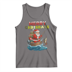 Santa Fishing Christmas Tank Top Funny Fisherman Merry Chrisbass Xmas TS14 Deep Heather Print Your Wear