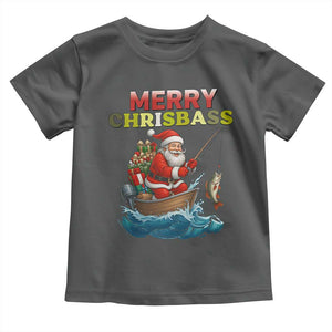 Santa Fishing Christmas Toddler T Shirt Funny Fisherman Merry Chrisbass Xmas TS14 Dark Heather Print Your Wear