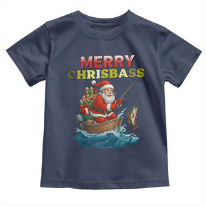 Santa Fishing Christmas Toddler T Shirt Funny Fisherman Merry Chrisbass Xmas TS14 Navy Print Your Wear