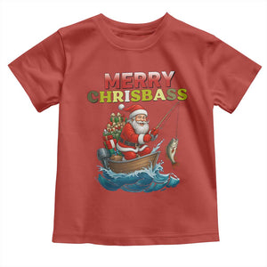 Santa Fishing Christmas Toddler T Shirt Funny Fisherman Merry Chrisbass Xmas TS14 Red Print Your Wear