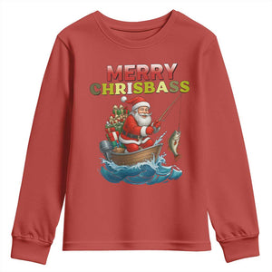 Santa Fishing Christmas Youth Sweatshirt Funny Fisherman Merry Chrisbass Xmas TS14 Red Print Your Wear