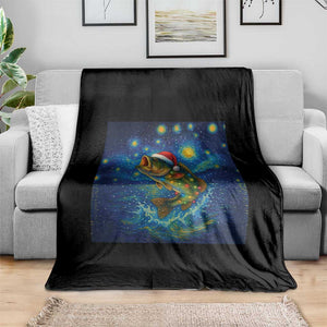 Bass Fish Christmas Throw Blanket Starry Night Fishing Van Gogh TS14 Print Your Wear