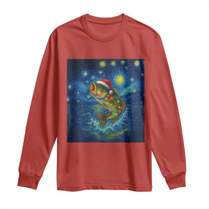 Bass Fish Christmas Long Sleeve Shirt Starry Night Fishing Van Gogh TS14 Red Print Your Wear