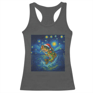 Bass Fish Christmas Racerback Tank Top Starry Night Fishing Van Gogh TS14 Dark Heather Print Your Wear