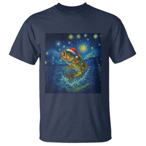 Bass Fish Christmas T Shirt Starry Night Fishing Van Gogh TS14 Navy Print Your Wear