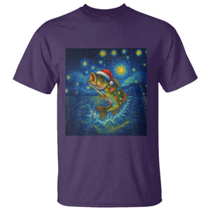 Bass Fish Christmas T Shirt Starry Night Fishing Van Gogh TS14 Purple Print Your Wear