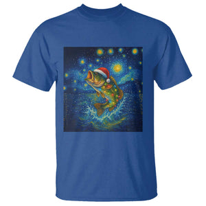 Bass Fish Christmas T Shirt Starry Night Fishing Van Gogh TS14 Royal Blue Print Your Wear
