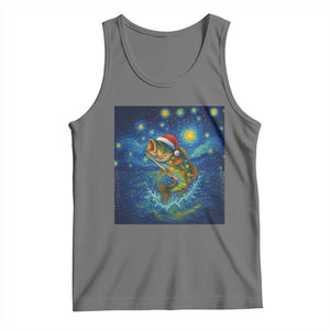 Bass Fish Christmas Tank Top Starry Night Fishing Van Gogh TS14 Black Heather Print Your Wear