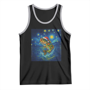 Bass Fish Christmas Tank Top Starry Night Fishing Van Gogh TS14 Black Athletic Heather Print Your Wear