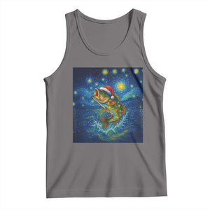 Bass Fish Christmas Tank Top Starry Night Fishing Van Gogh TS14 Deep Heather Print Your Wear