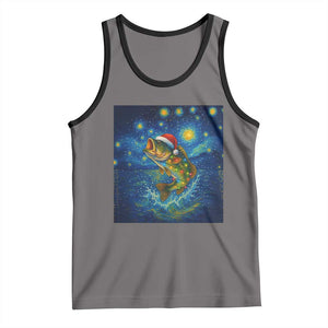 Bass Fish Christmas Tank Top Starry Night Fishing Van Gogh TS14 Deep Heather Black Print Your Wear
