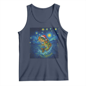 Bass Fish Christmas Tank Top Starry Night Fishing Van Gogh TS14 Navy Print Your Wear