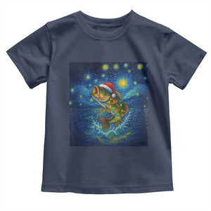 Bass Fish Christmas Toddler T Shirt Starry Night Fishing Van Gogh TS14 Navy Print Your Wear