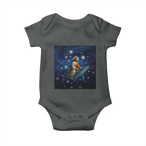 Jesus Christian Baby Onesie Stary Night Van Gogh Christmas TS14 Dark Heather Print Your Wear