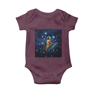 Jesus Christian Baby Onesie Stary Night Van Gogh Christmas TS14 Maroon Print Your Wear