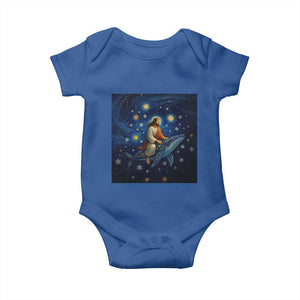 Jesus Christian Baby Onesie Stary Night Van Gogh Christmas TS14 Royal Blue Print Your Wear