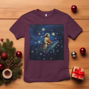 Jesus Christian T Shirt Stary Night Van Gogh Christmas TS14 Maroon Print Your Wear