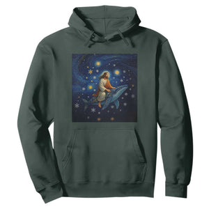 Jesus Christian Hoodie Stary Night Van Gogh Christmas TS14 Dark Forest Green Print Your Wear