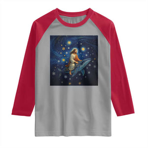 Jesus Christian Raglan Shirt Stary Night Van Gogh Christmas TS14 Sport Gray Red Print Your Wear